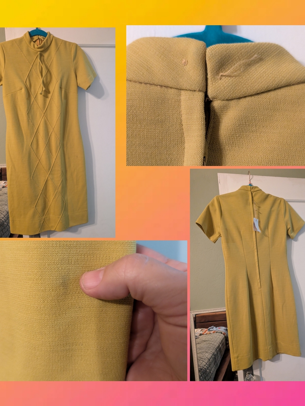 Yellow Knit Short-Sleeve Dress